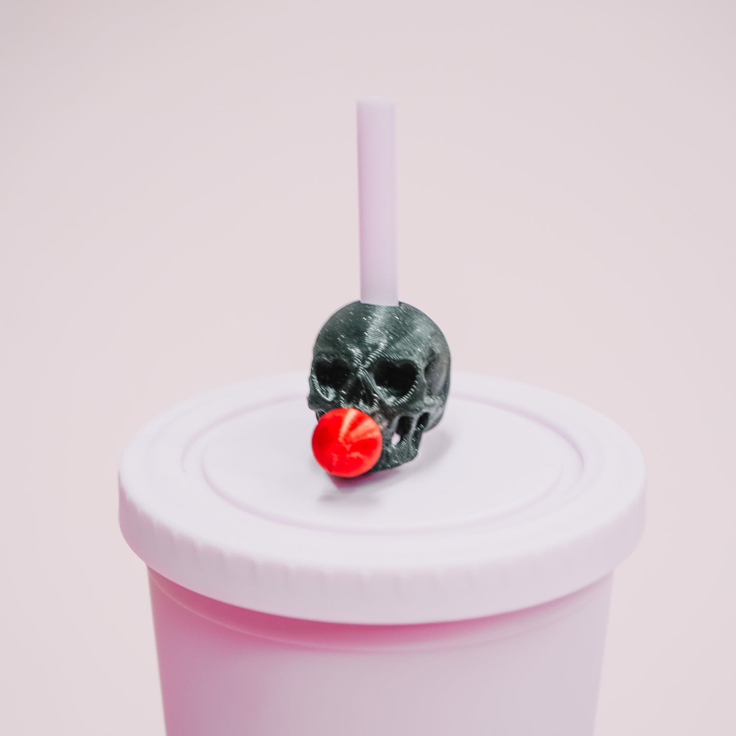 Bubblegum Skull Straw Charm