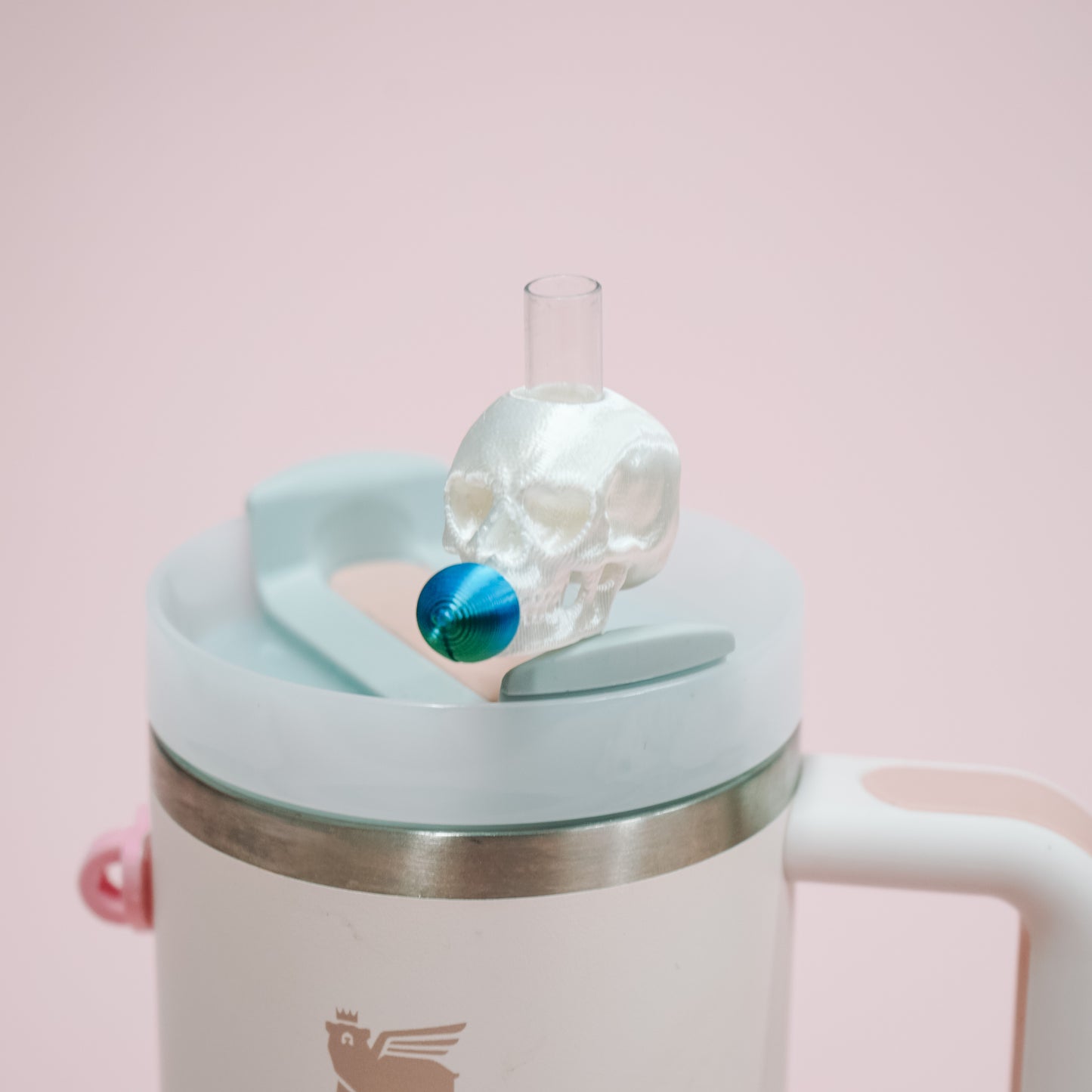 Bubblegum Skull Straw Charm