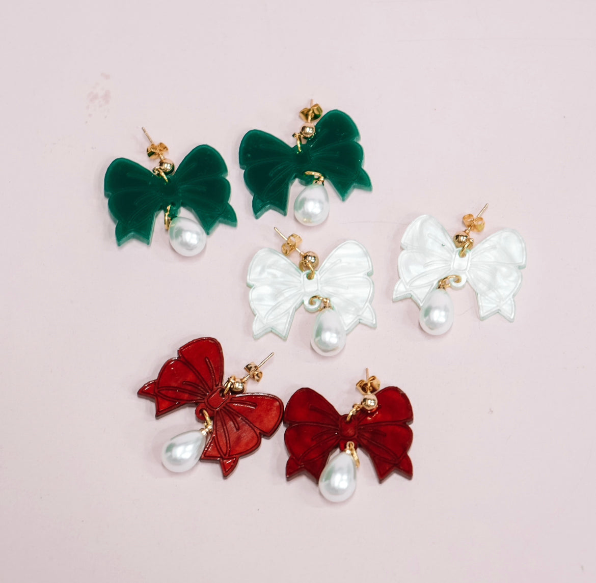 Bow Pearl Drop Earrings
