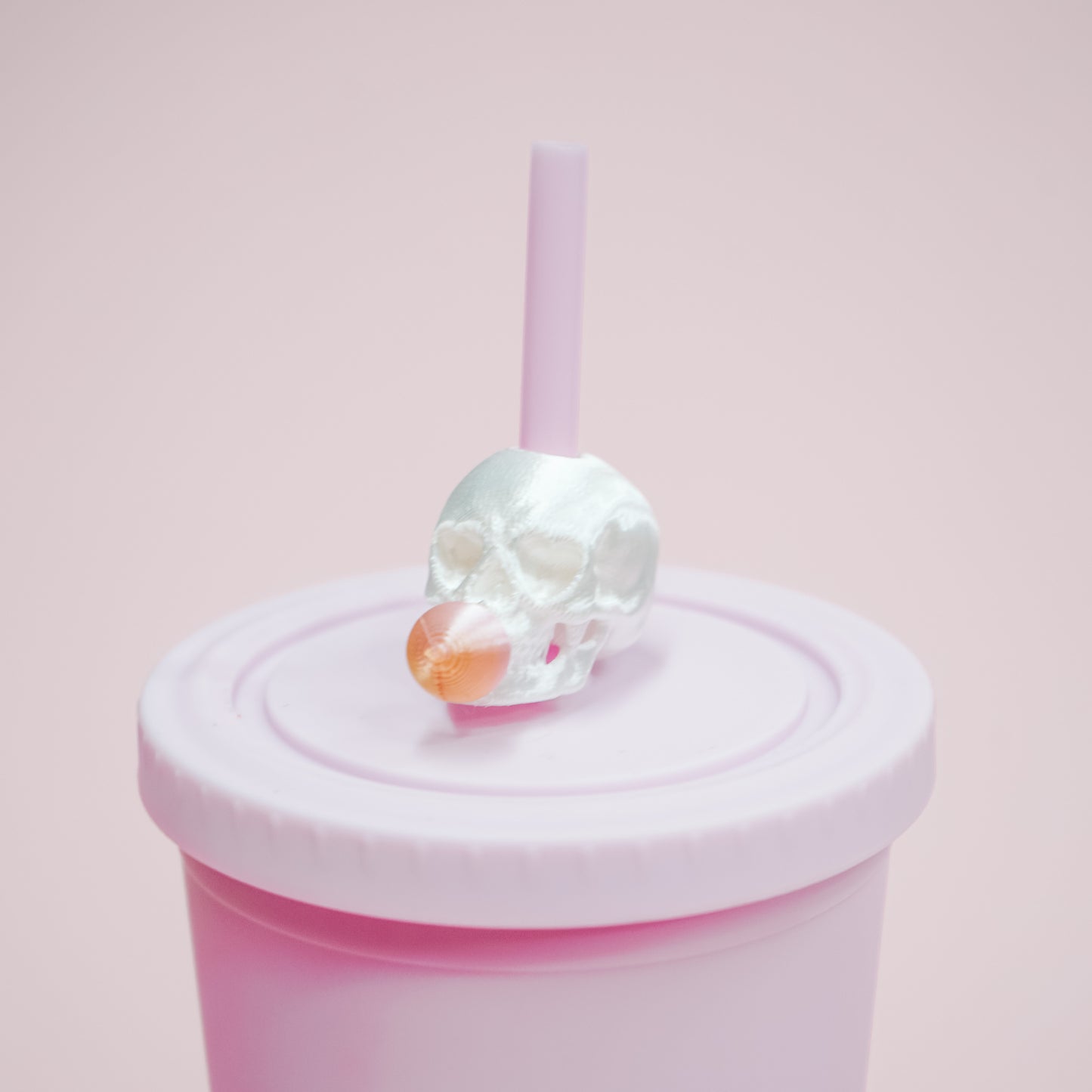 Bubblegum Skull Straw Charm
