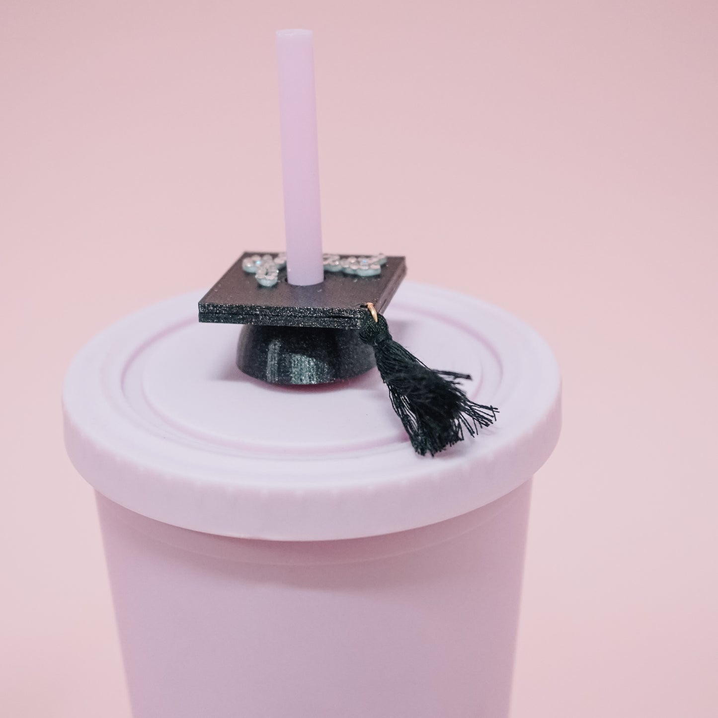 Grad Cap Straw Charm