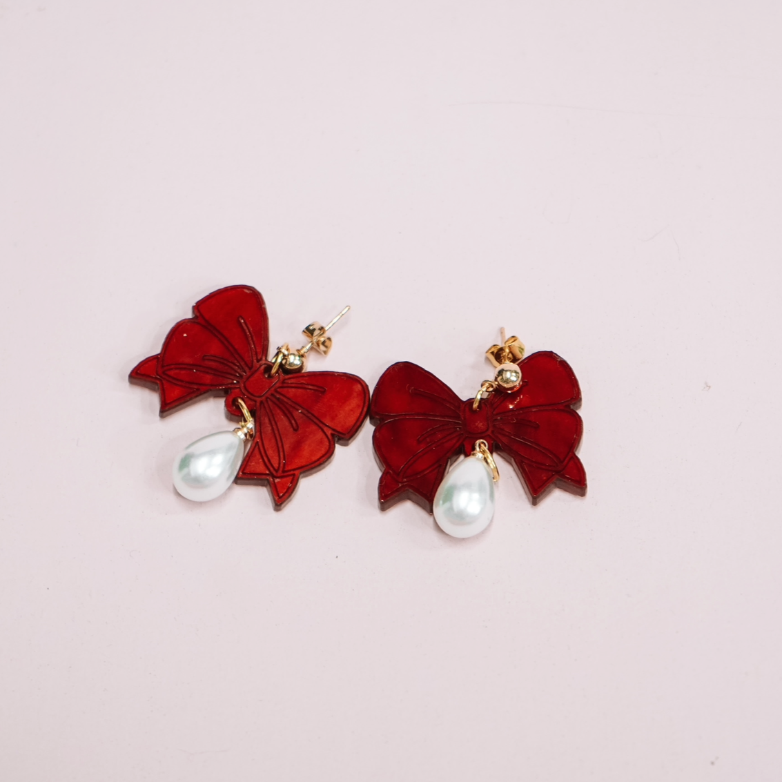Bow Pearl Drop Earrings