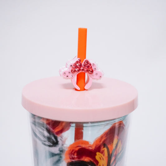 Pink Heart Ears Headband Straw Charm