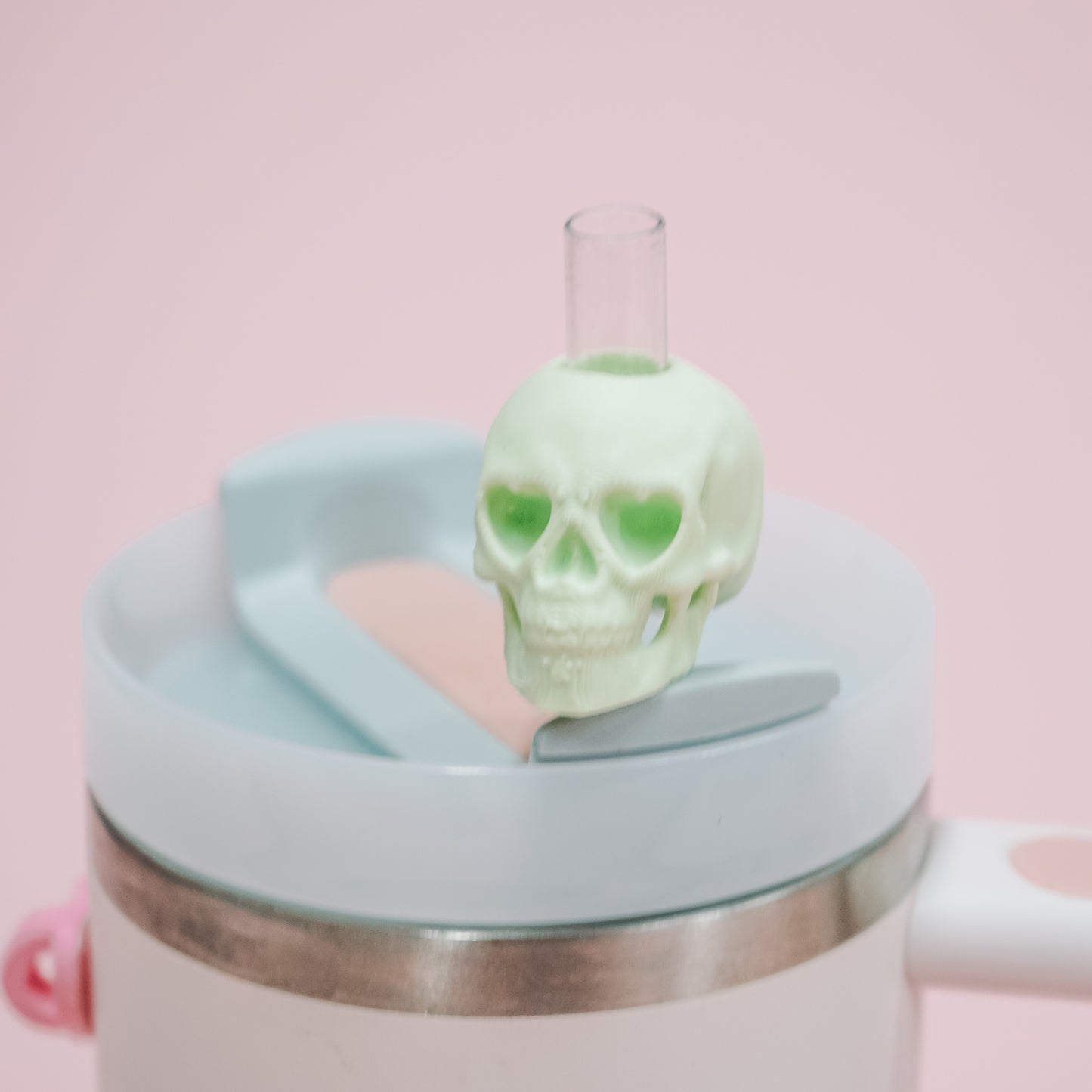 Pastel Skull Straw Charm