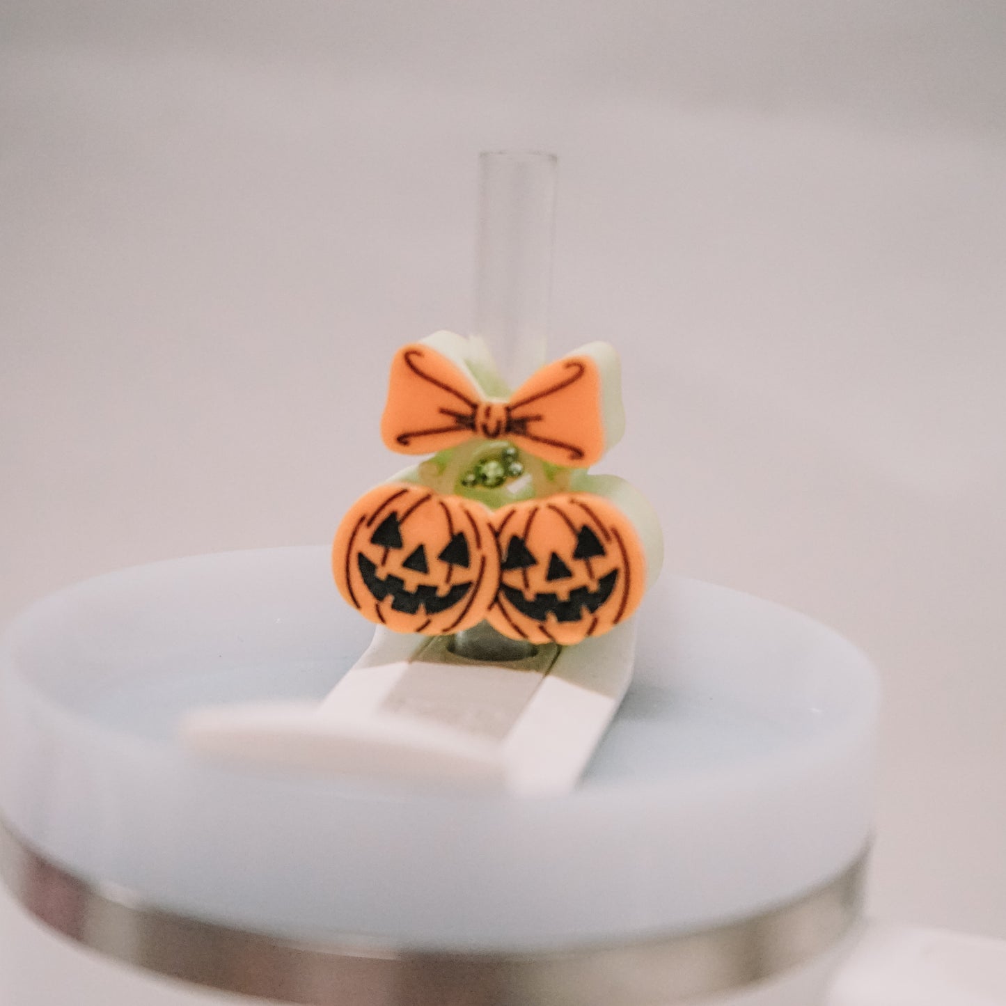 Jack-O-Cherries Straw Charm