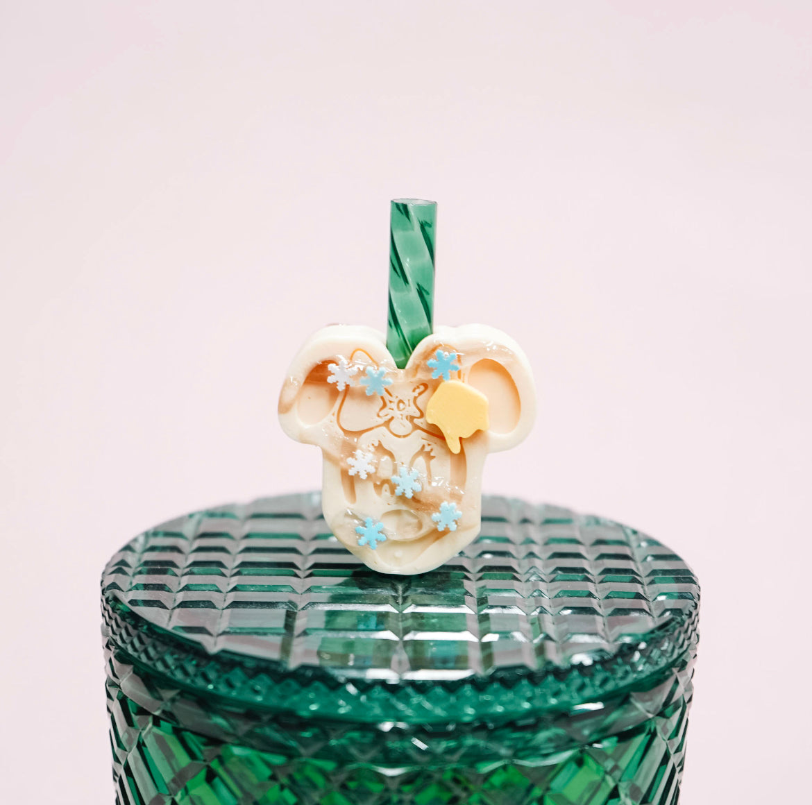 Holiday Ears Waffle Straw Charm