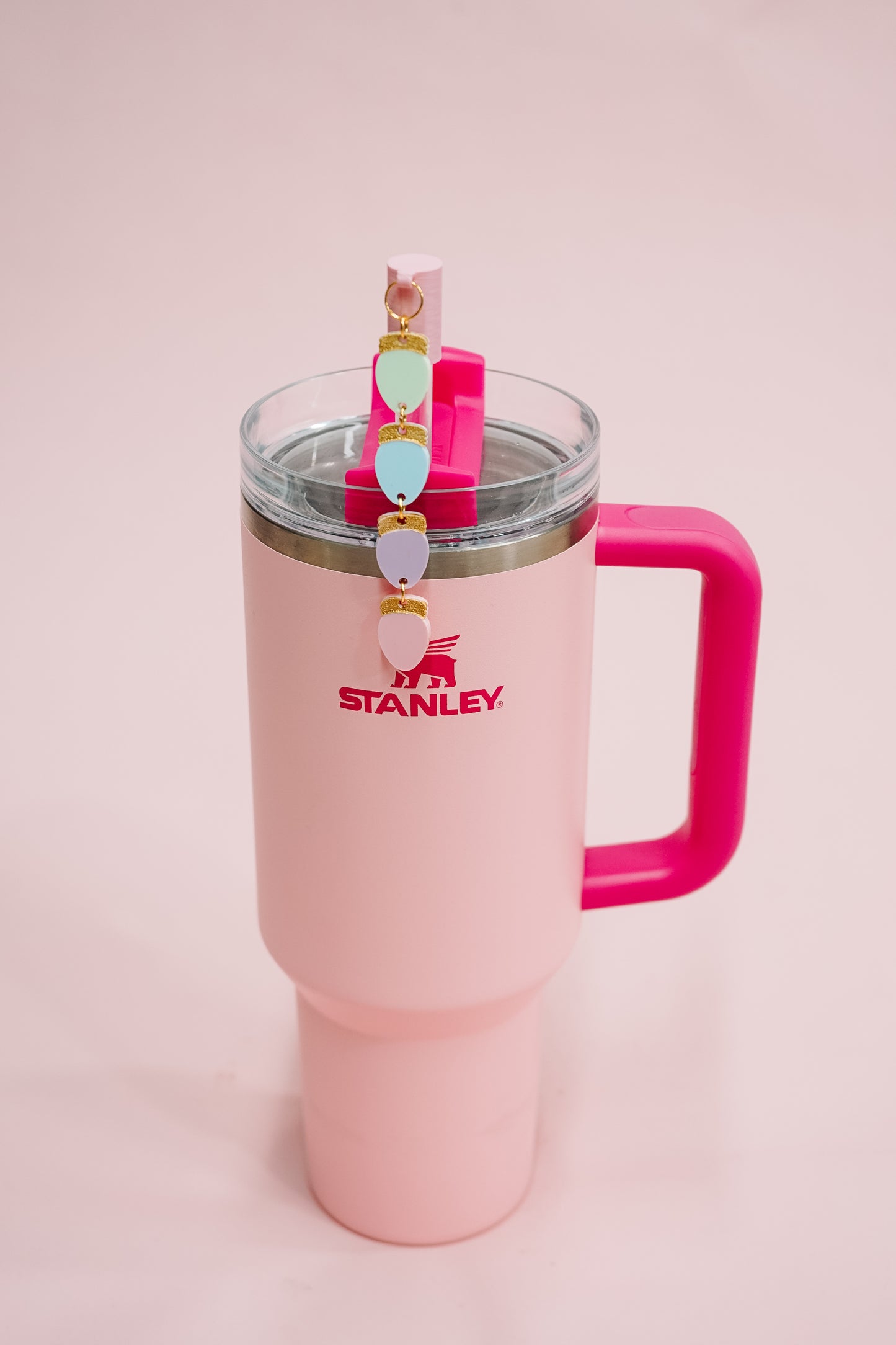Pastel Christmas Light Charmed Straw Cover