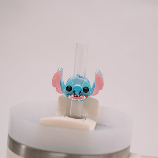 Little Blue Alien Straw Charm