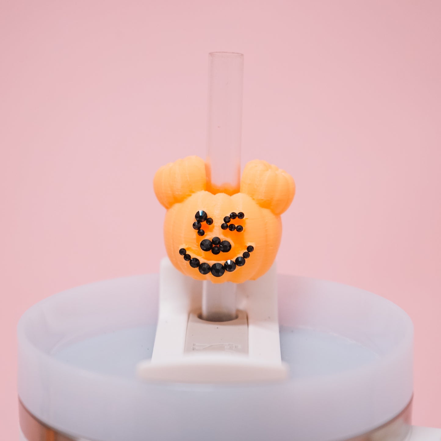 3D Winking Pumpkin Straw Charm