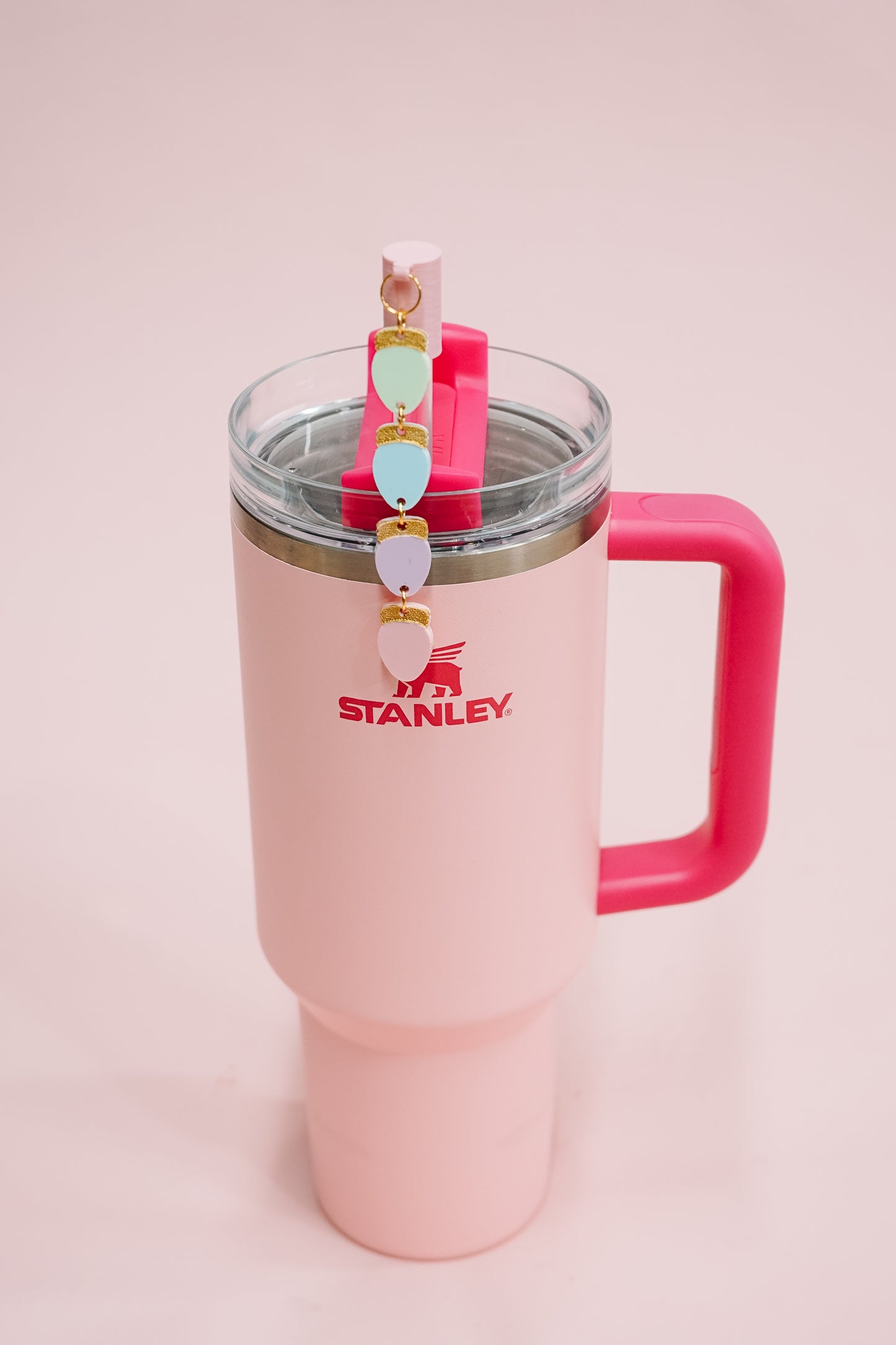 Pastel Christmas Light Charmed Straw Cover