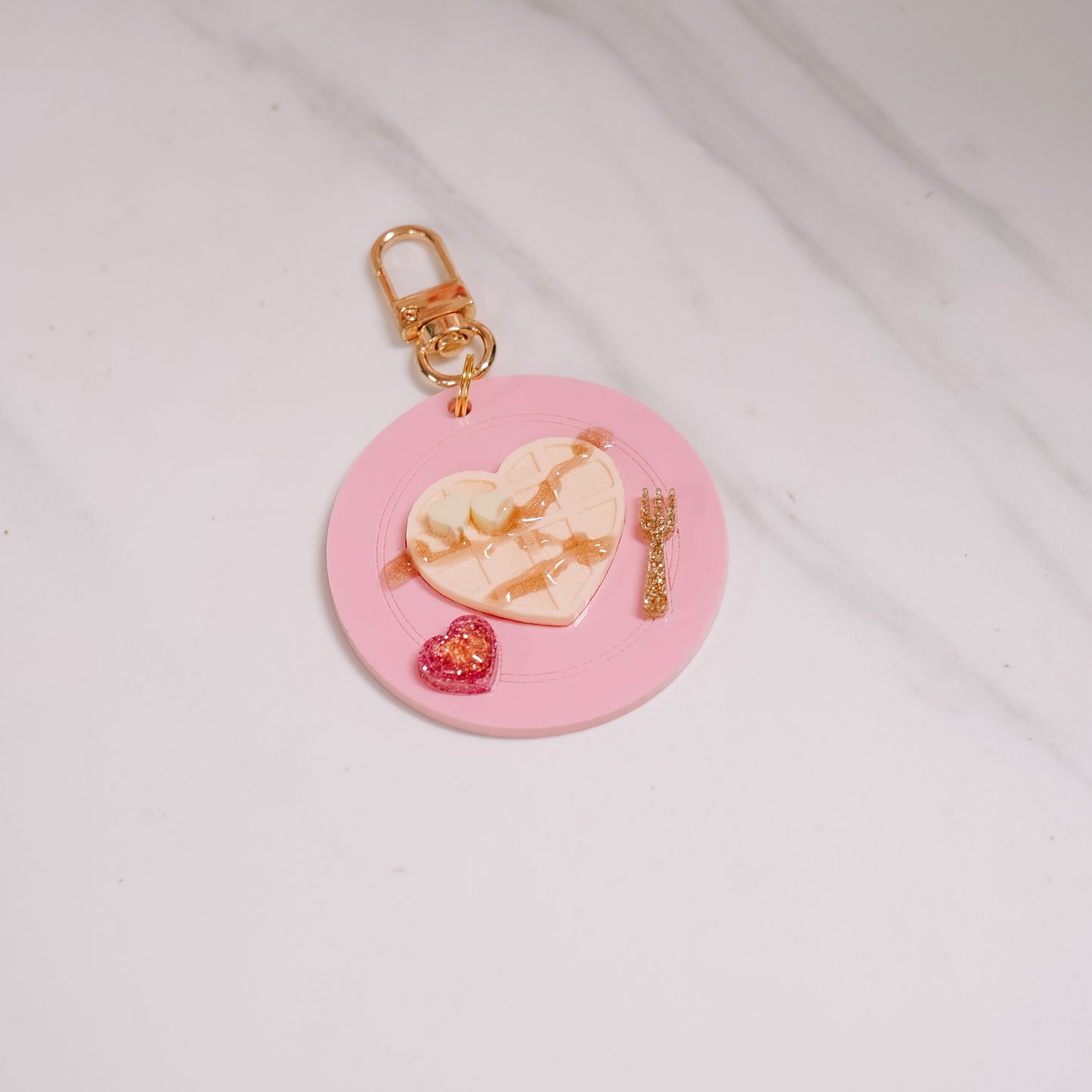 Heart Waffle Plate Bag Charm