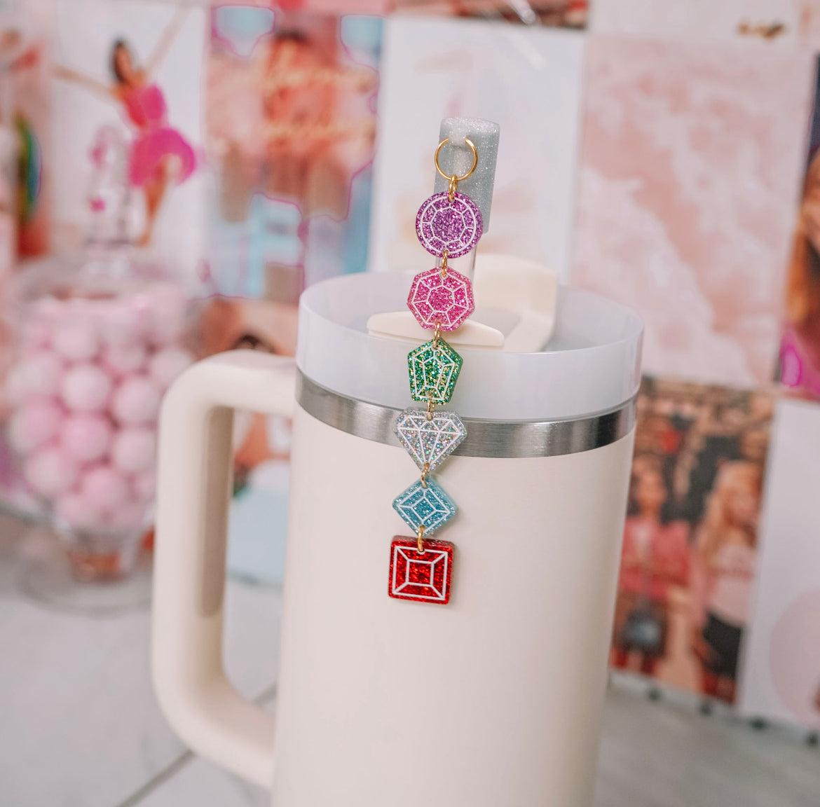 Bejeweled Charmed Straw Cover