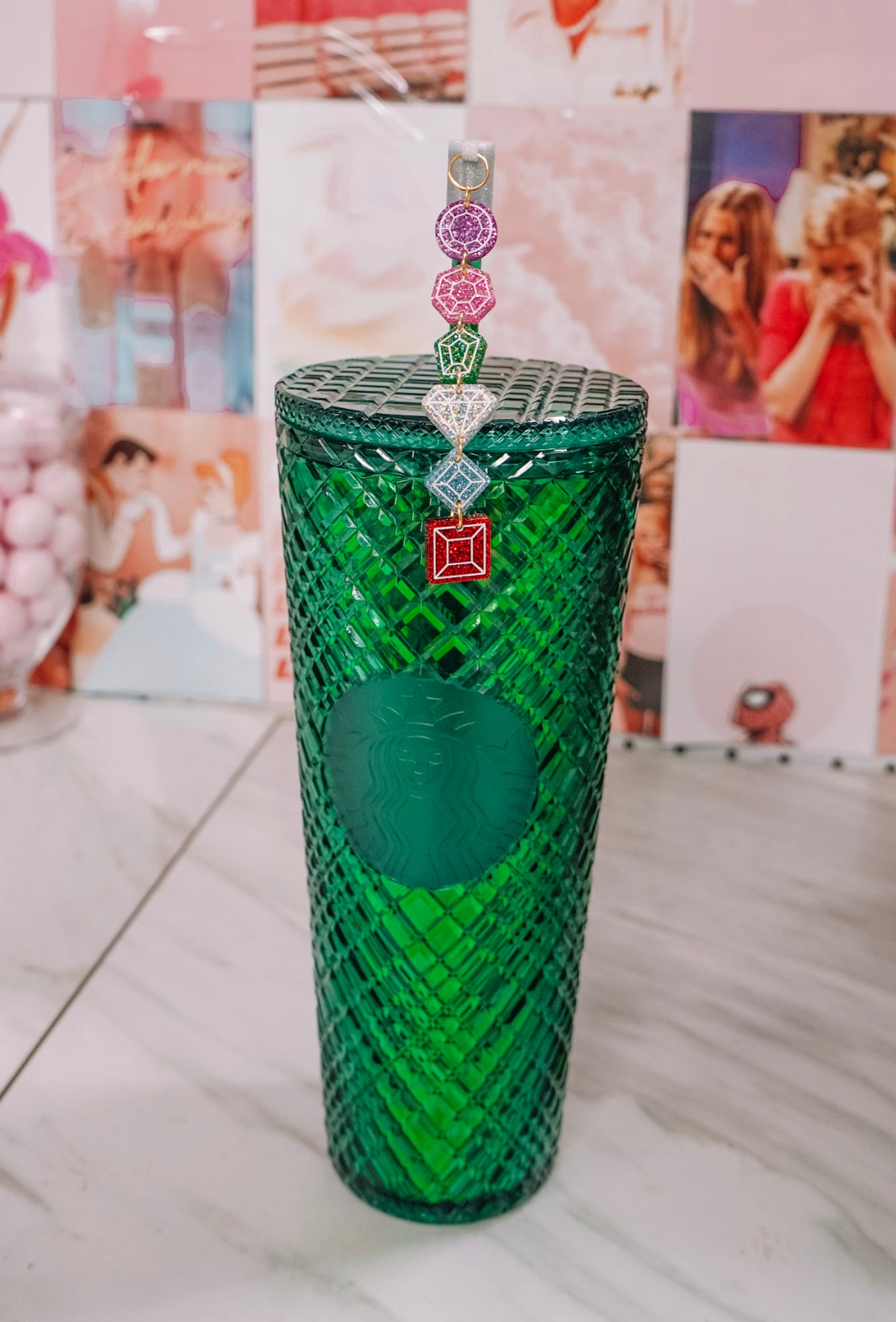 Bejeweled Charmed Straw Cover