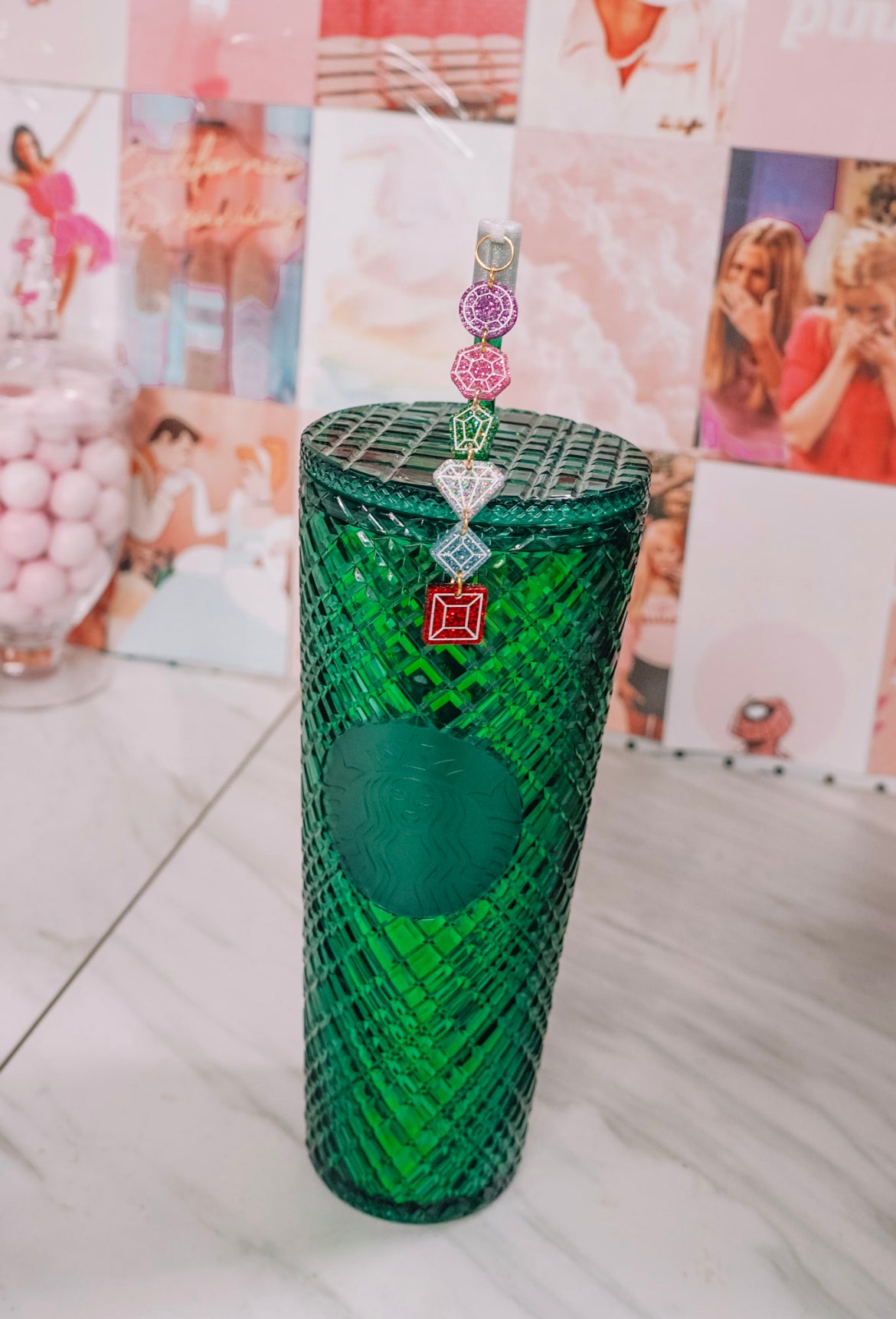 Bejeweled Charmed Straw Cover