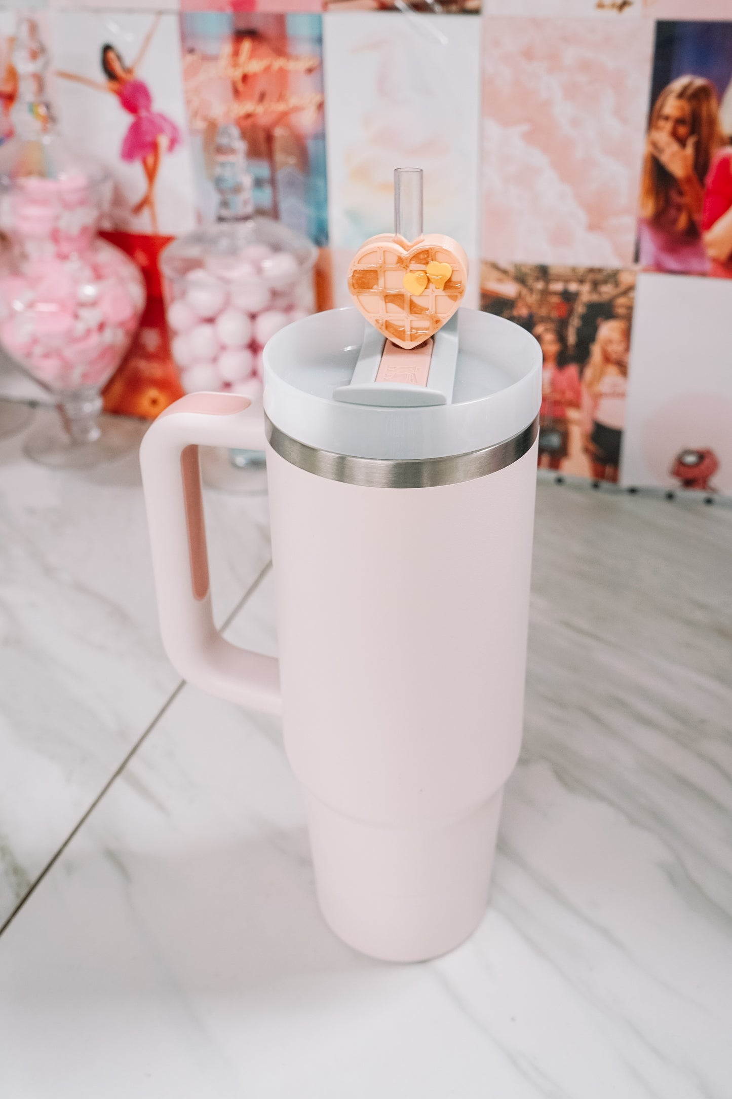 Heart Waffle Straw Charm