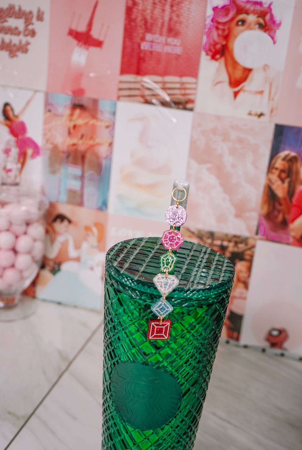 Bejeweled Charmed Straw Cover