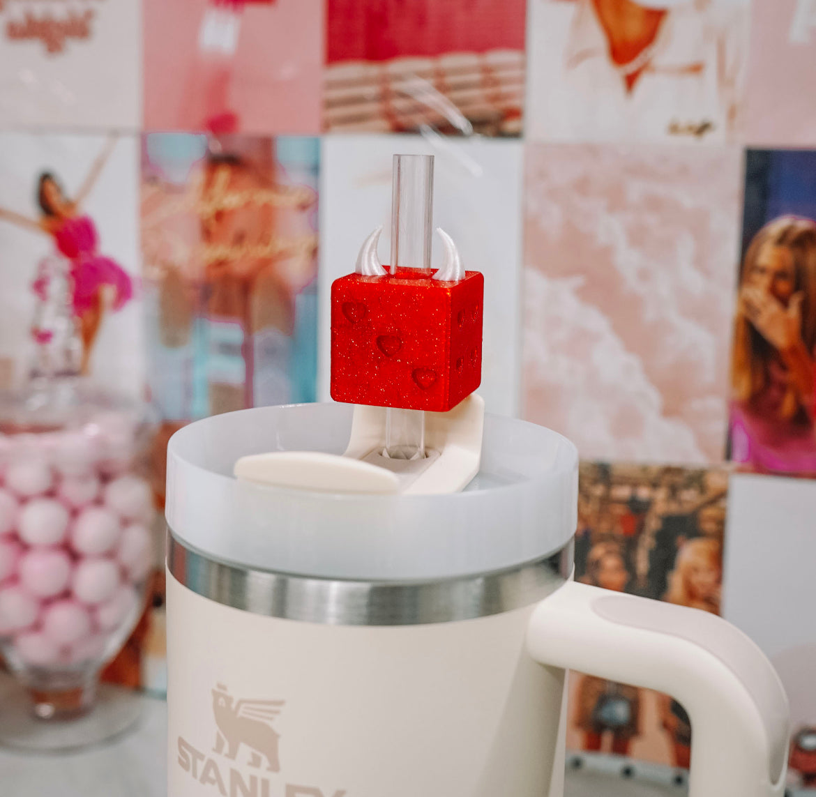 Devil Angel Dice Straw Charm Duo