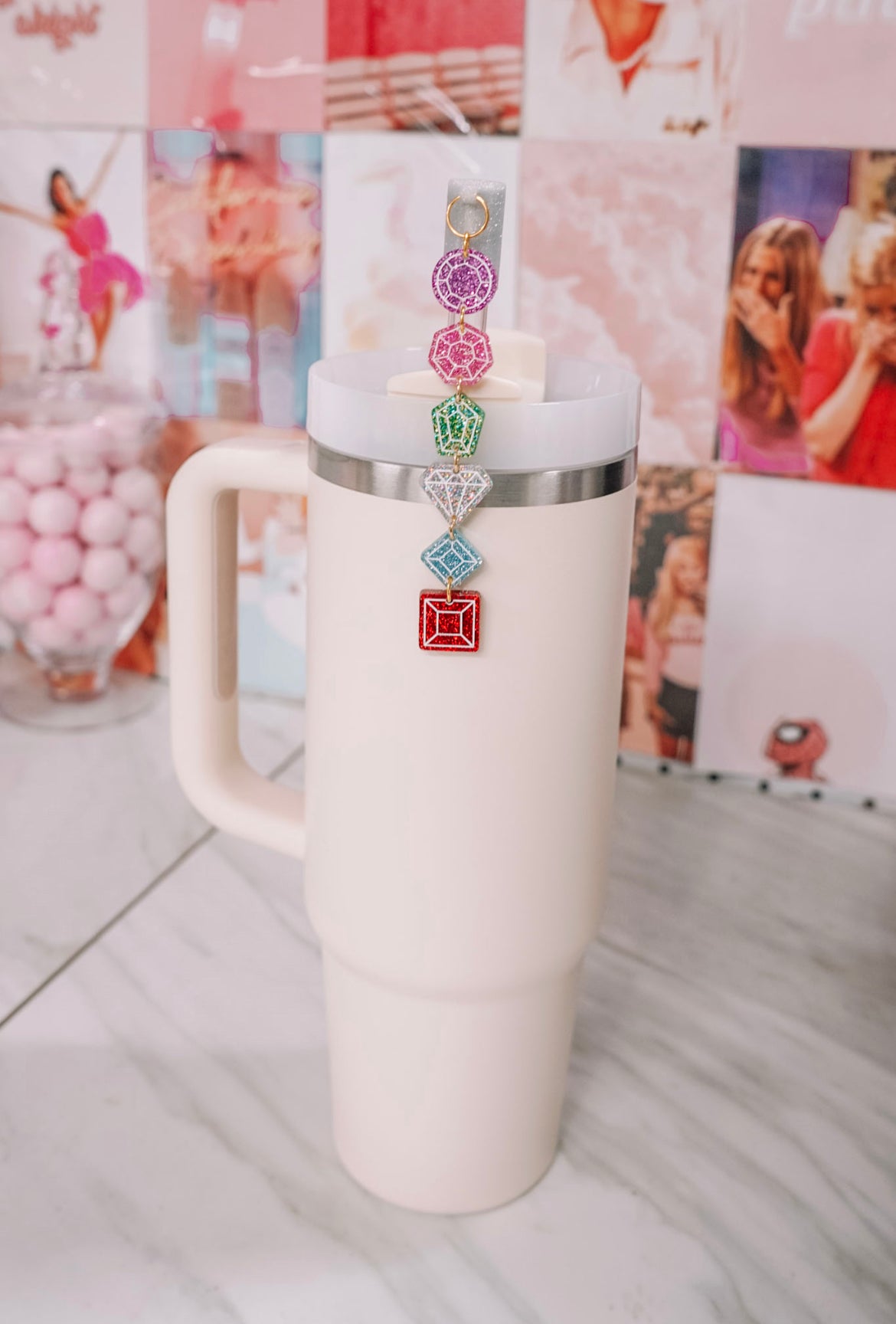 Bejeweled Charmed Straw Cover
