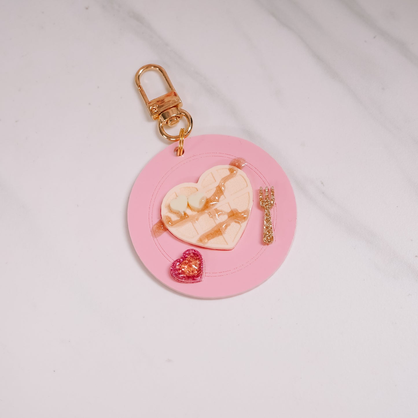 Heart Waffle Plate Bag Charm