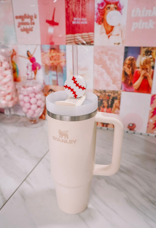 Baseball Straw Charm