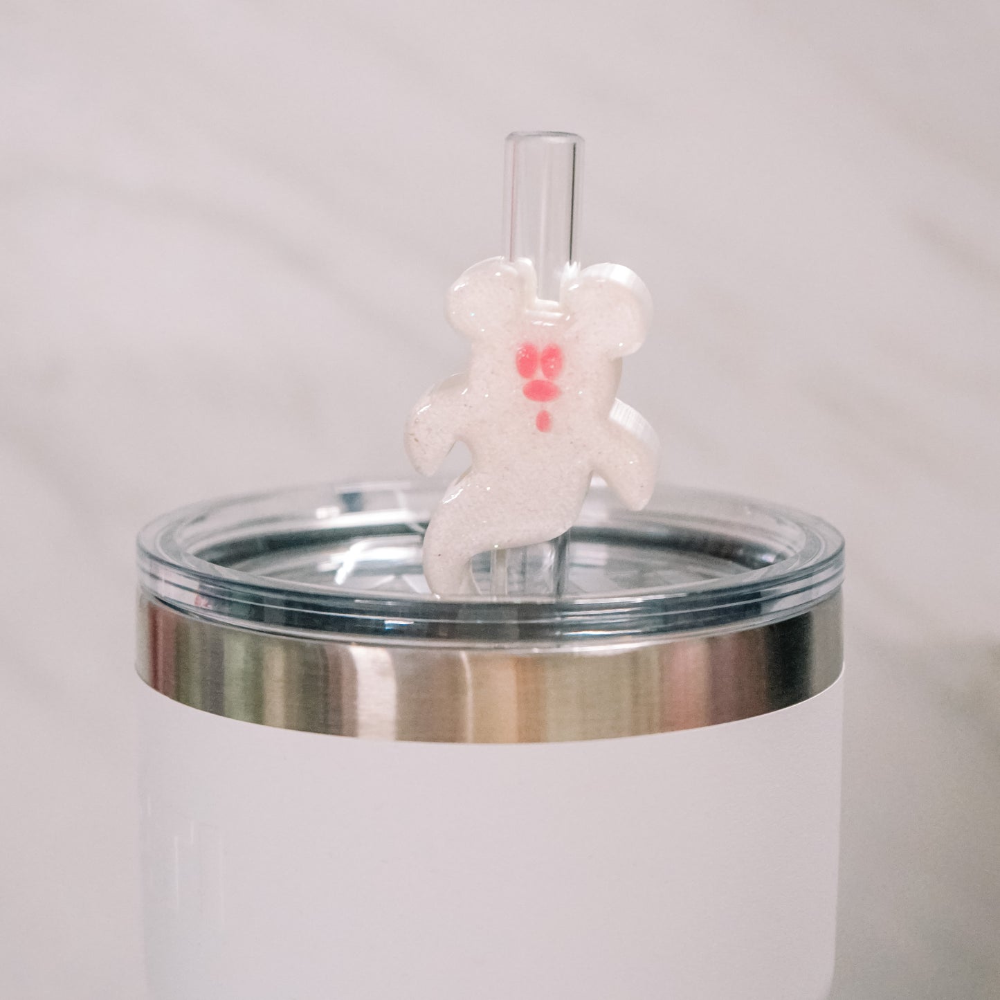 Mouse Ghost Straw Charm