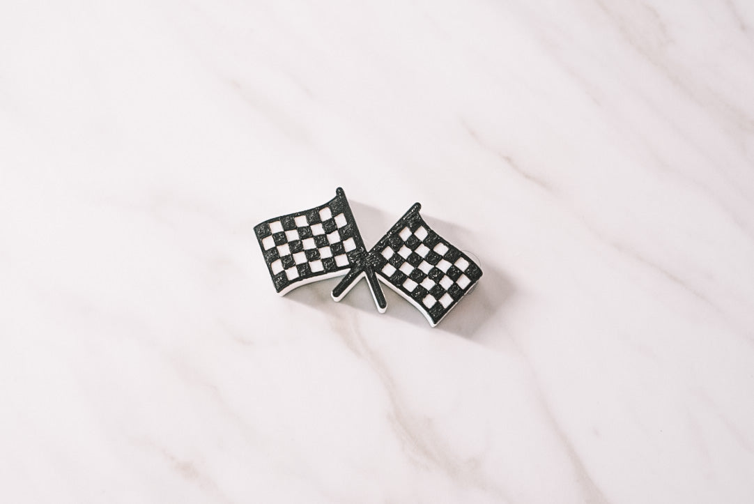 Checkered Flag Straw Charm