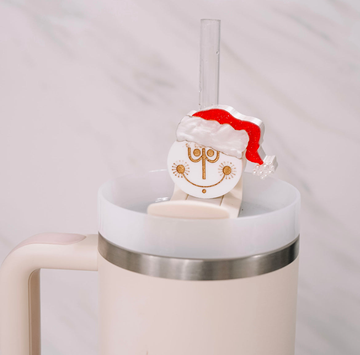 Clock Santa Straw Charm