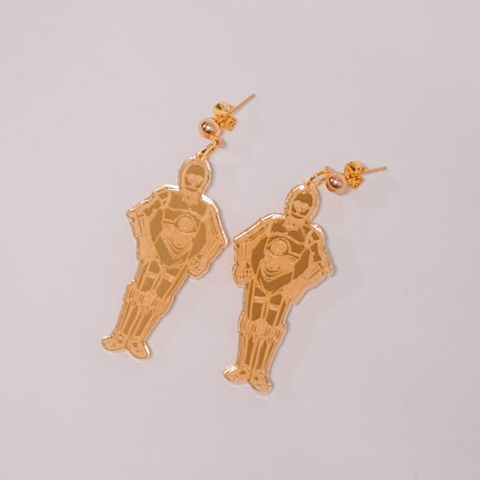 Gold Droid Earrings