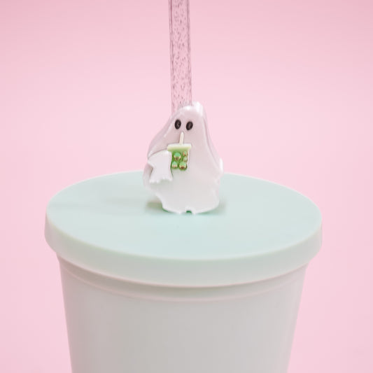 Iced Coffee Ghostie Straw Charm