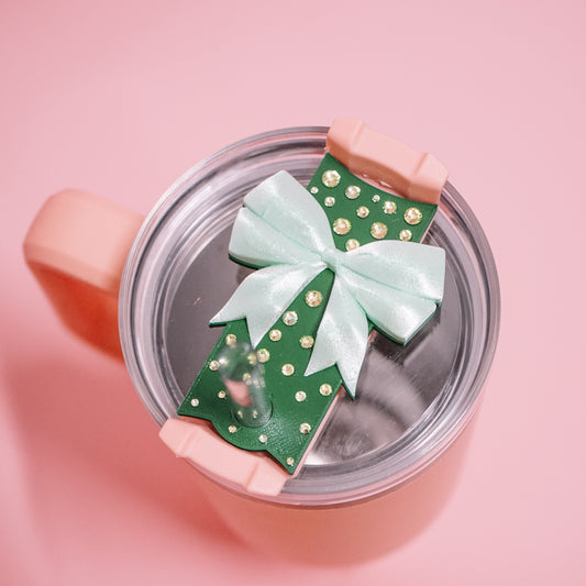 Green Crystal Bow Lid Plate