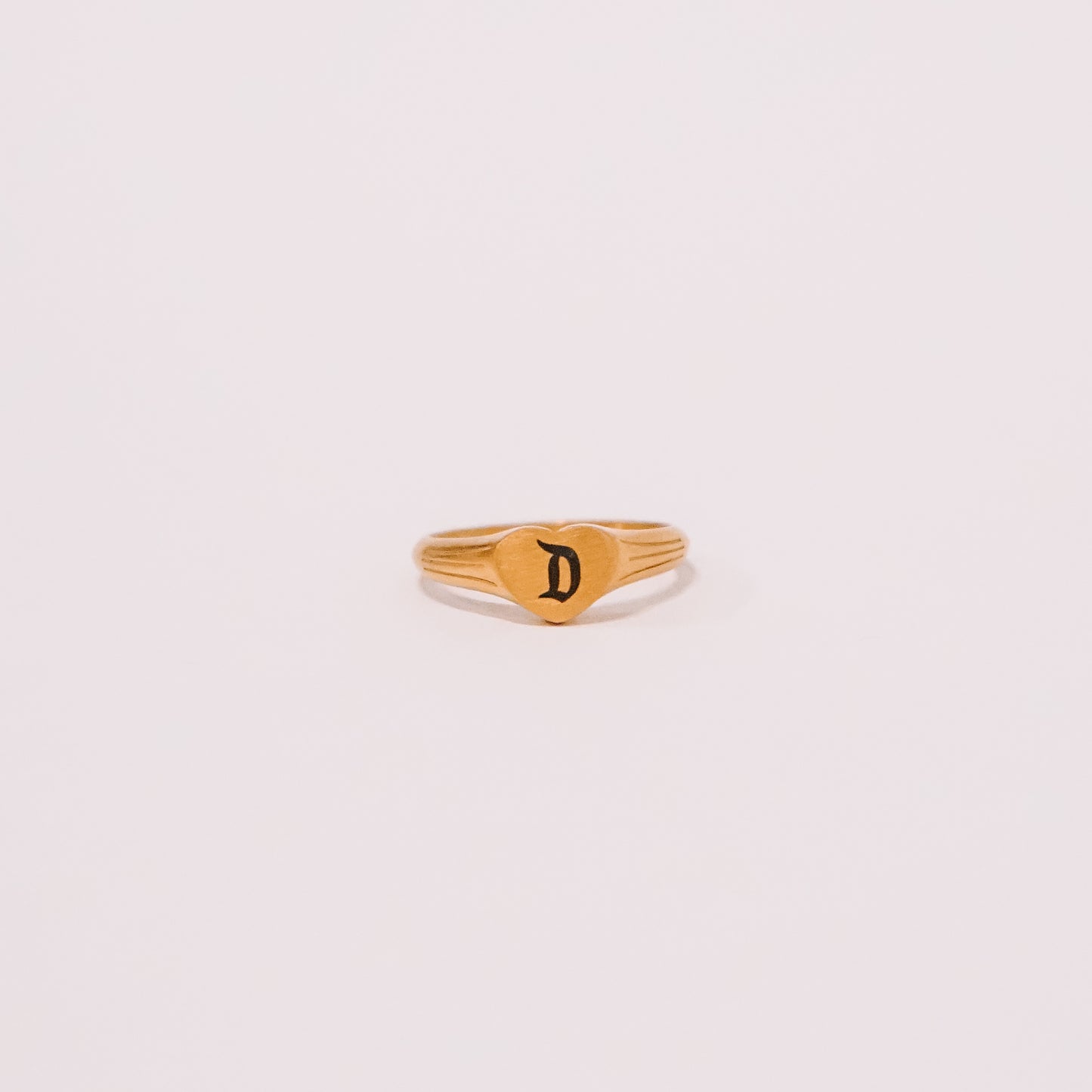 Retro D Heart Signet Ring