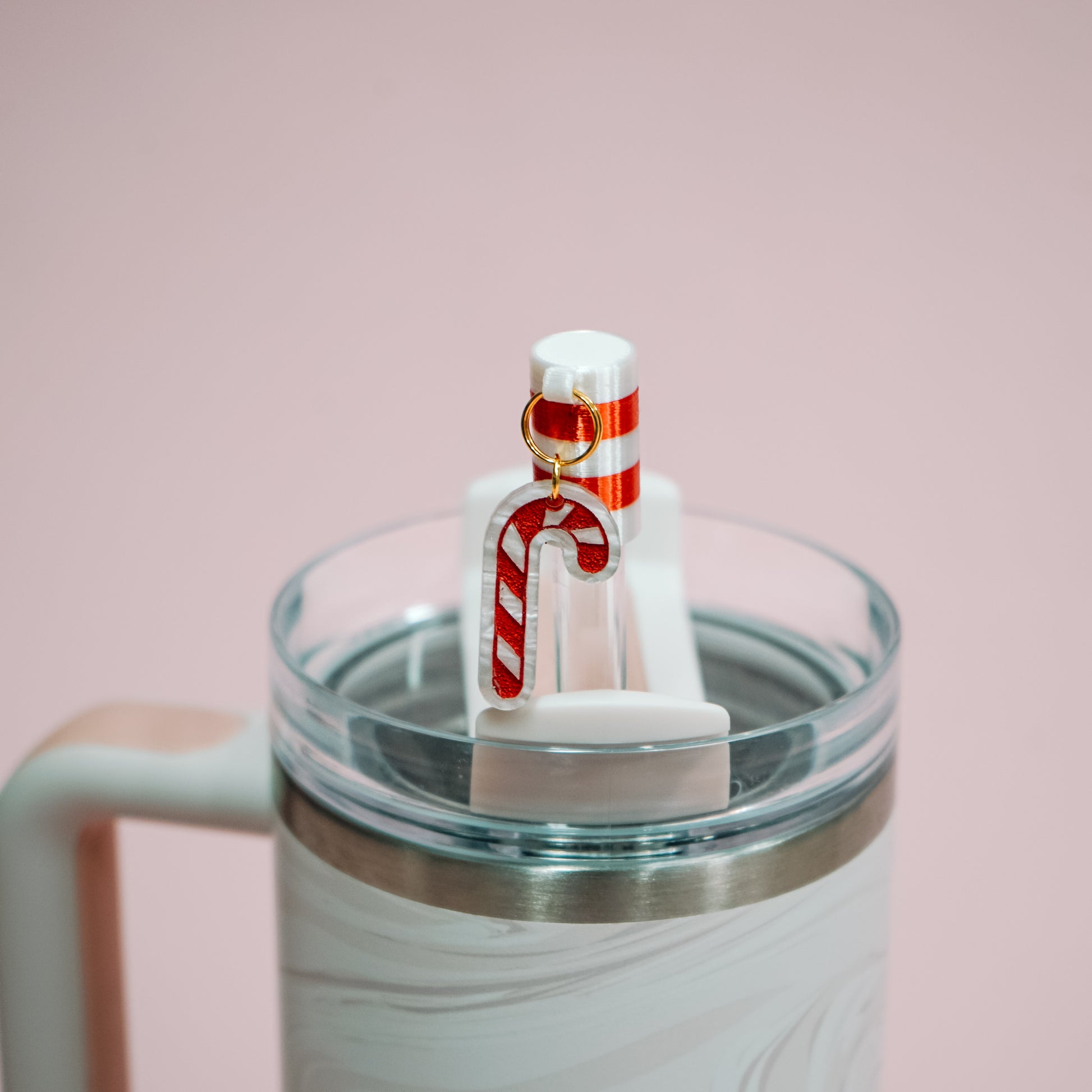 Candy Cane Charmed Straw Cover