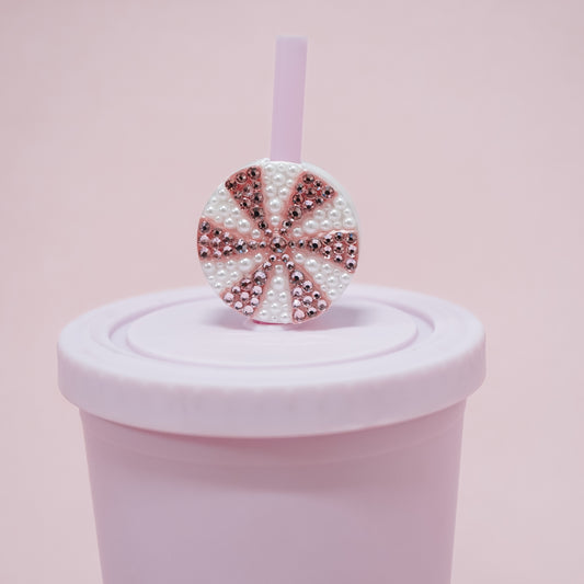 Crystal Peppermint Straw Charm
