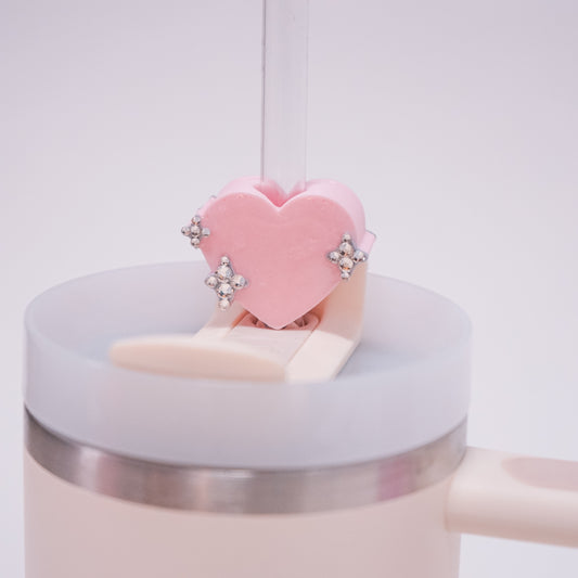 Sparkle Heart Straw Charm