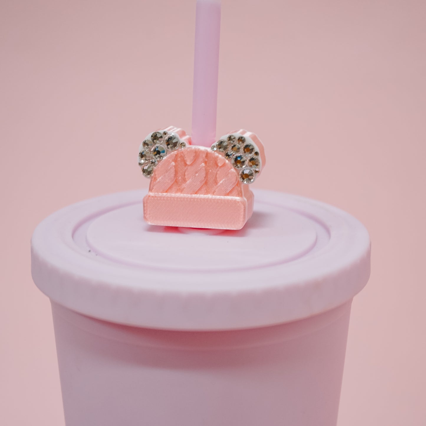 Pom Pom Ears Beanie Straw Charm