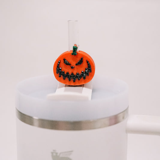 Scary Pumpkin Straw Charm