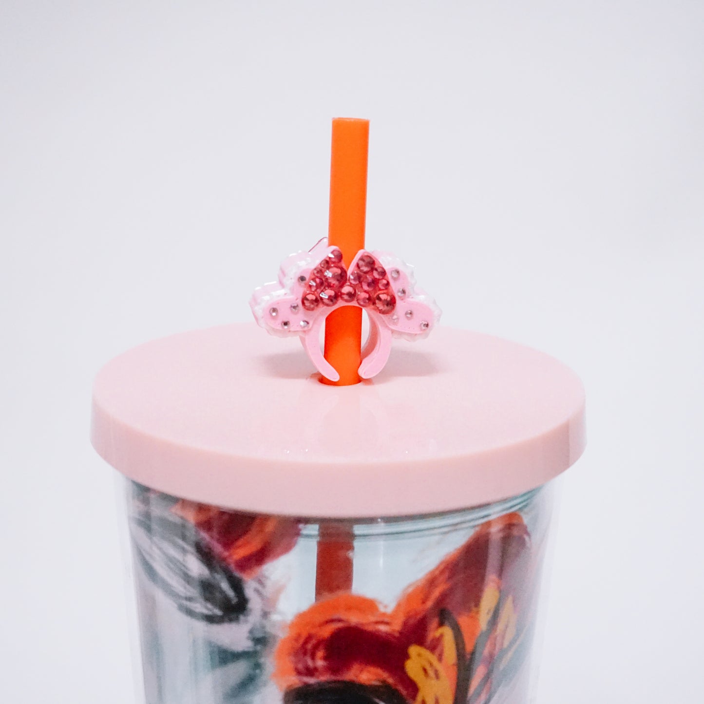 Pink Heart Ears Headband Straw Charm