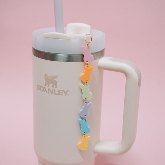 Marshmallow Bunny Straw Dangle