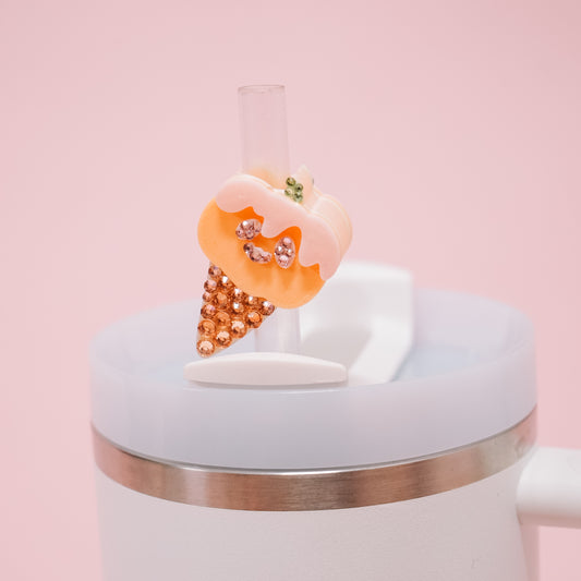 Pumpkin Ice Cream Straw Charm