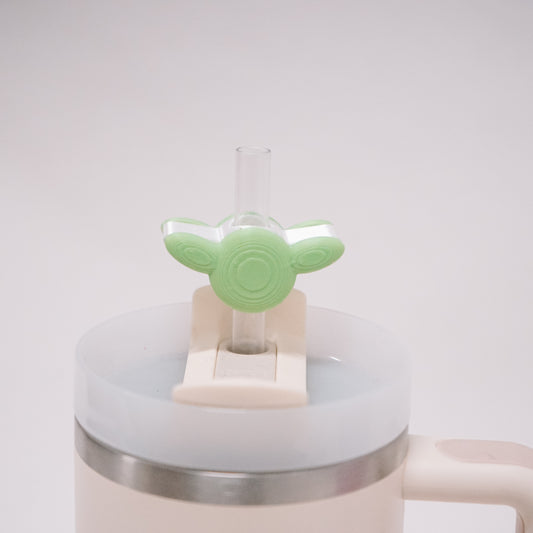 Green Alien Macaron Straw Charm