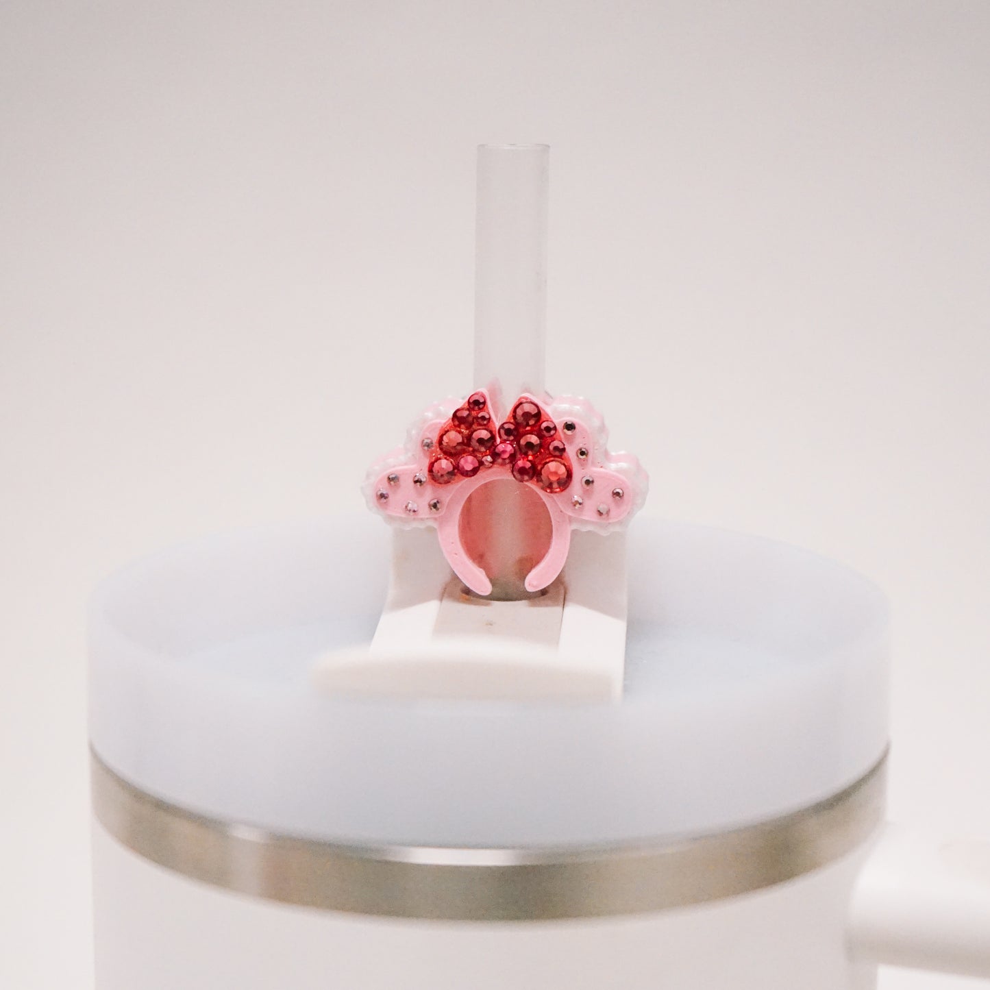 Pink Heart Ears Headband Straw Charm
