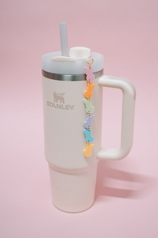 Marshmallow Bunny Straw Dangle