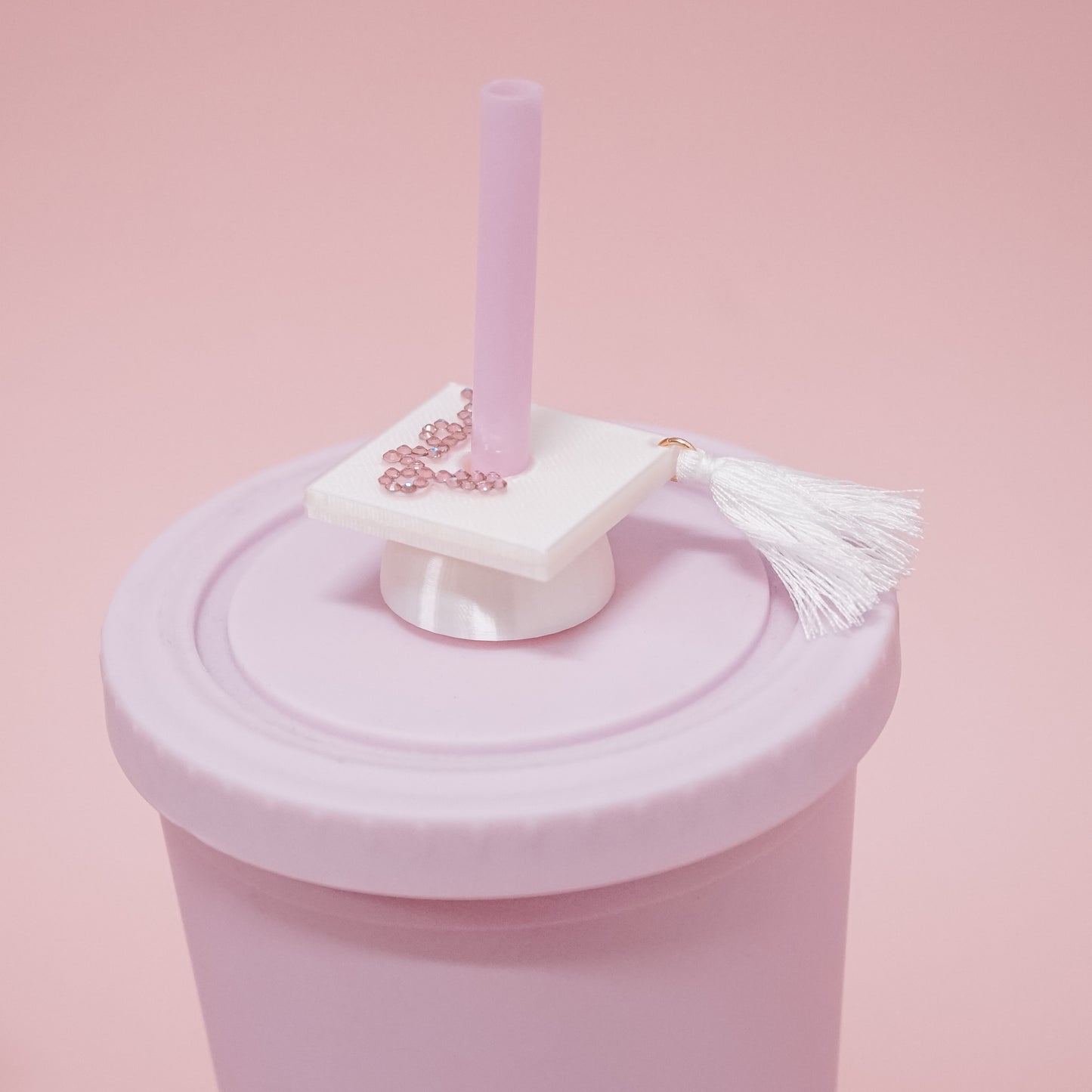 Grad Cap Straw Charm