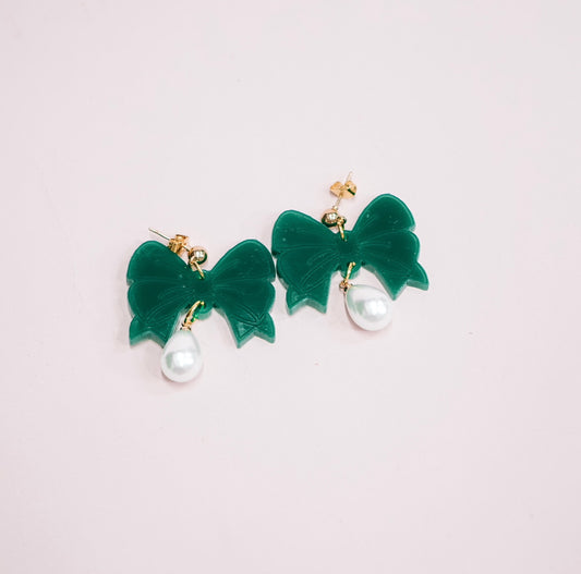 Bow Pearl Drop Earrings