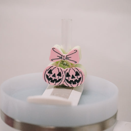 Jack-O-Cherries Straw Charm