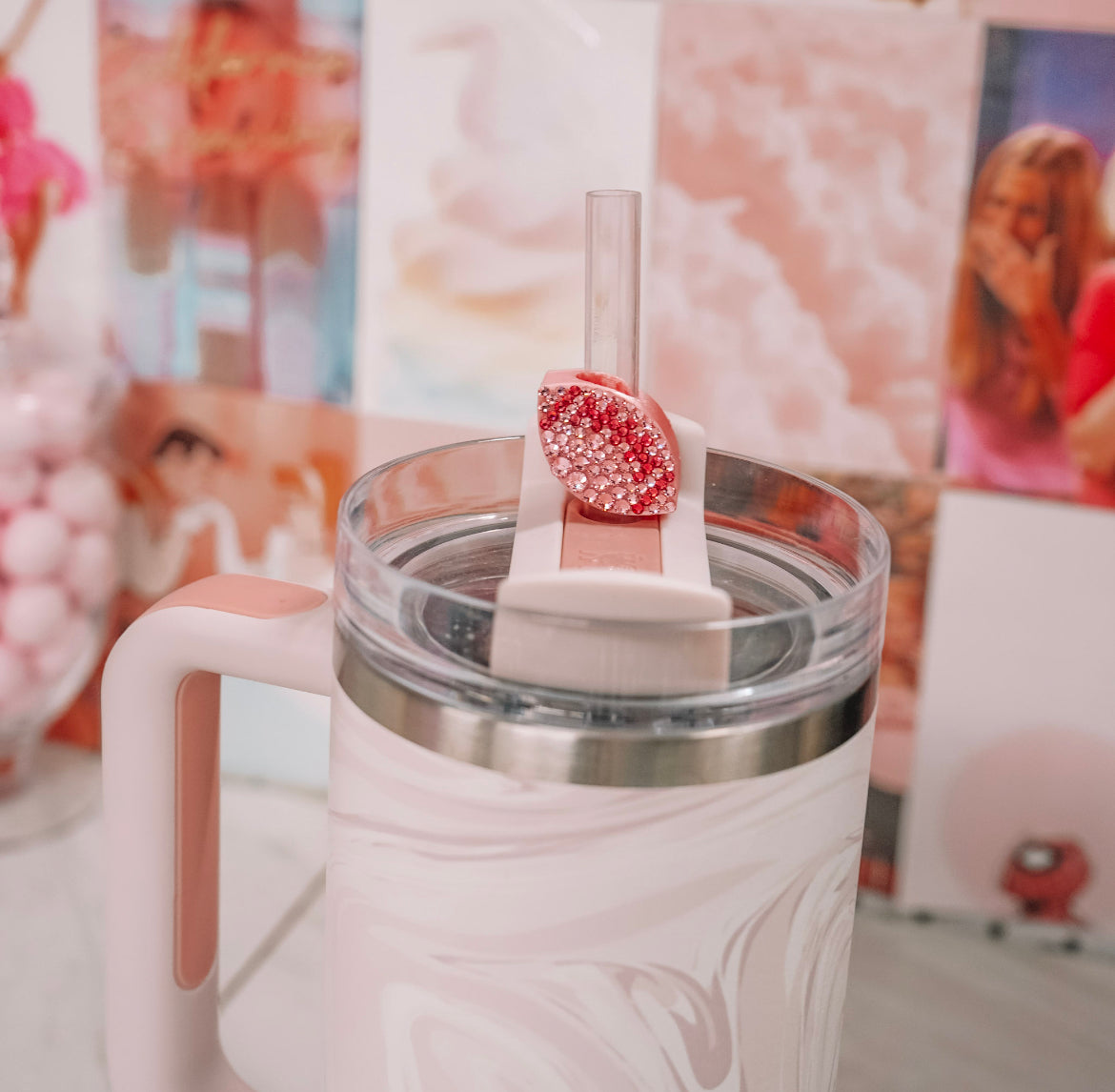 Crystal Football Straw Charm