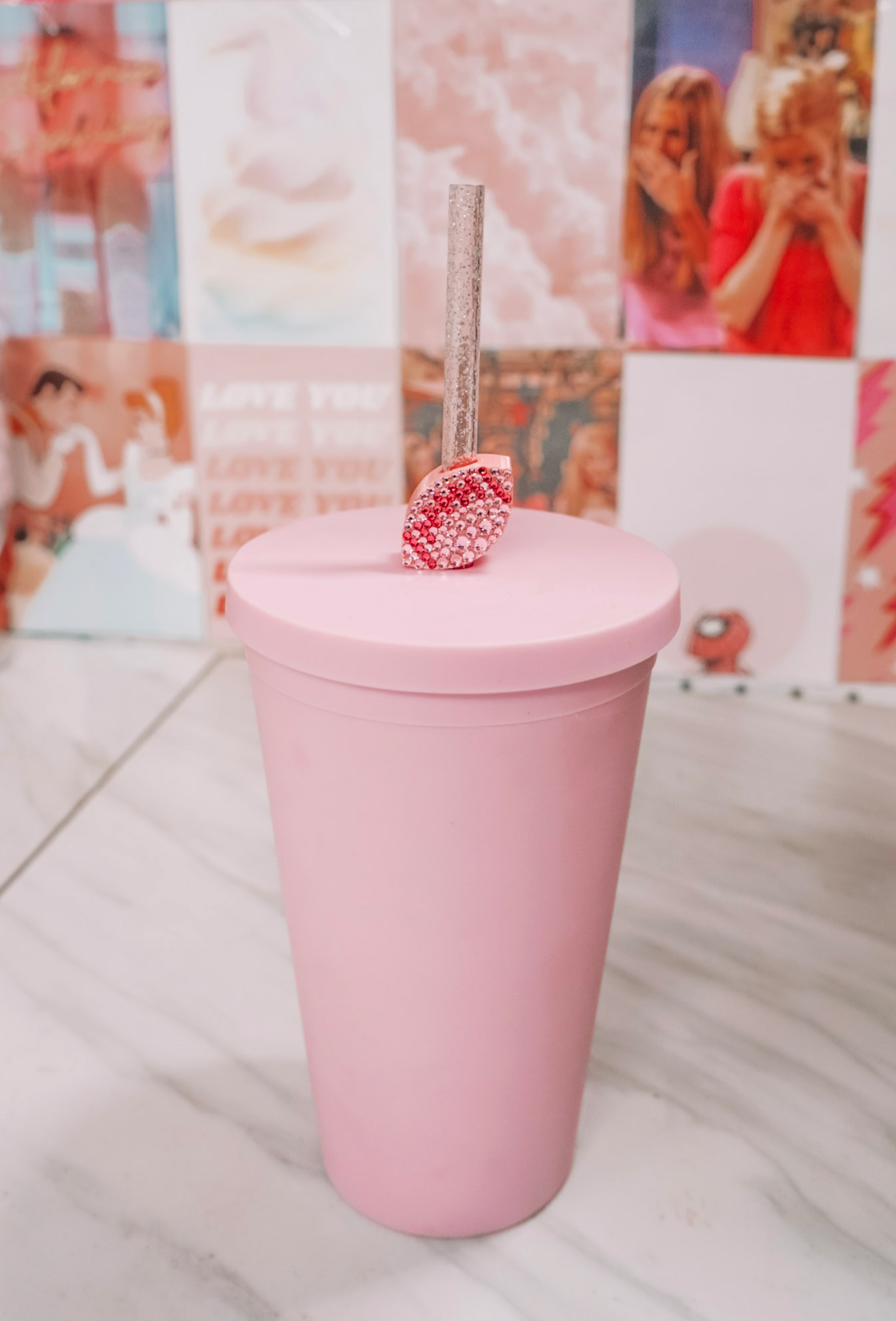 Crystal Football Straw Charm