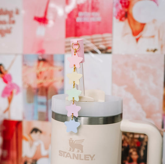 Pastel Stars Charmed Straw Cover