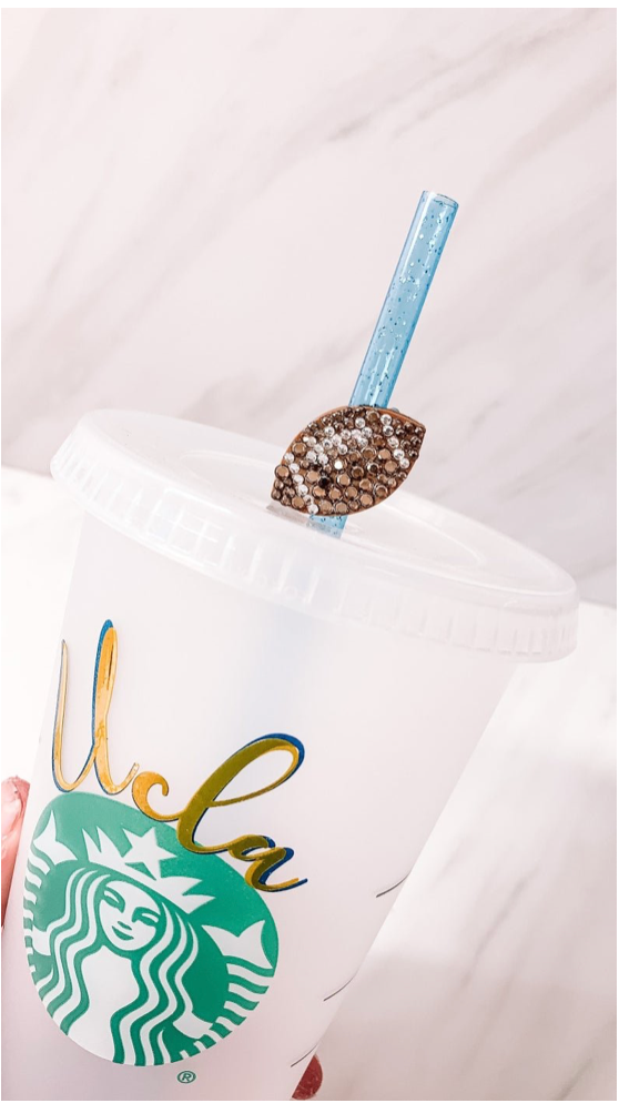 Crystal Football Straw Charm