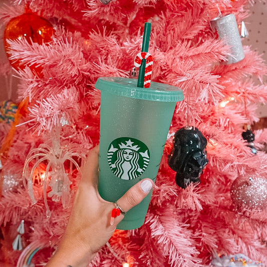 Candy Cane Straw Charm